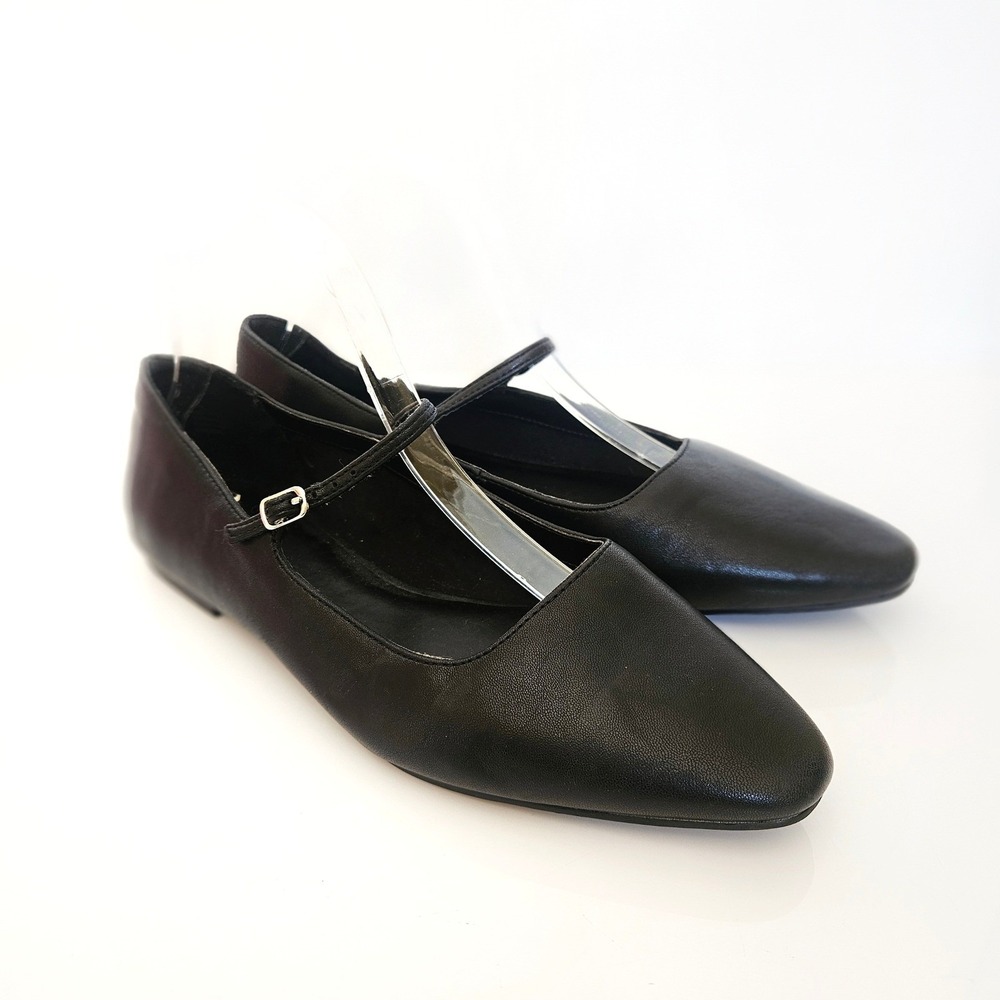 Open Edit Regina Mary Jane Pointed Toe Flat Size 9.5 Black - Picture 2 of 8